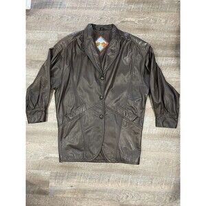 Vintage Dakota Women’s Jacket Size S 100% Genuine Leather Brown Button Down